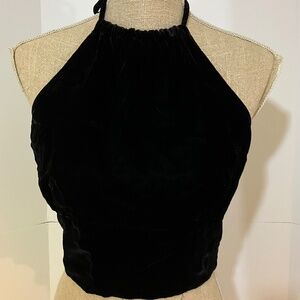 Vintage black velvet halter size large  90s